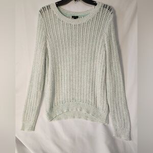 Talbots Sweater Woman’s L Green Knit Top Pullover Crew Neck Cotton Long Sleeve